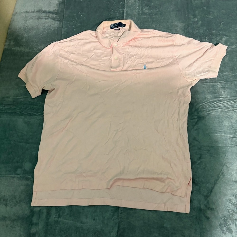 Polo Ralph Lauren Shirt Mens Large Short Sleeve Pink Cotton Preppy